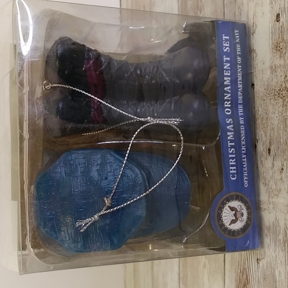 Navy Christmas Ornament Set by Kurt S. Adler,  Cap & Boots - Picture 1 of 5